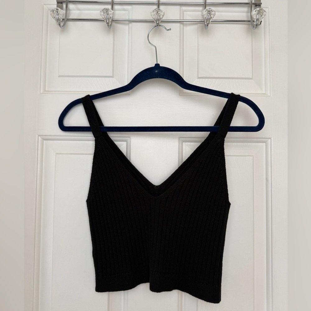 Aerie Black Ribbed Knit Sweater Top - Picture 4 of 8